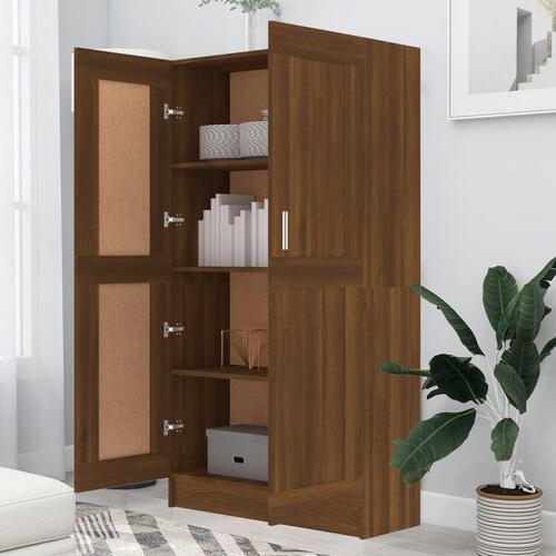 Bogreol 82,5x30,5x150 cm konstrueret træ brun egetræ