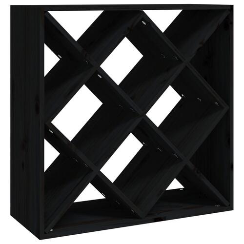Vinreol 62x25x62 cm massivt fyrretræ sort