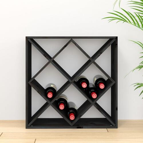 Vinreol 62x25x62 cm massivt fyrretræ sort