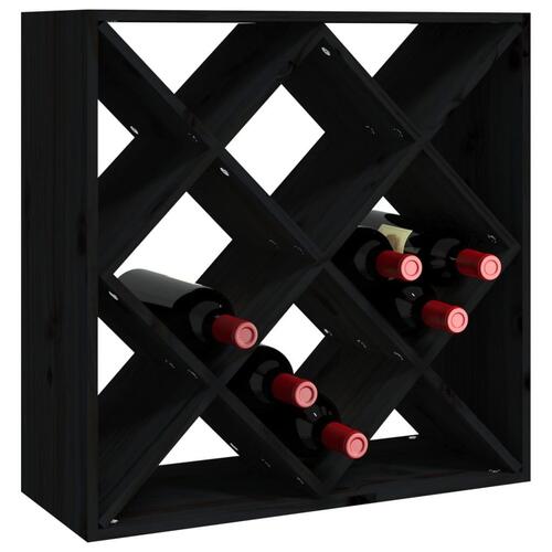 Vinreol 62x25x62 cm massivt fyrretræ sort