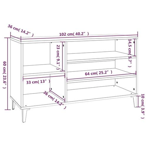 Skoskab 102x36x60 cm konstrueret træ brun egetræ
