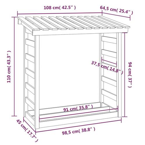 Brændestativ 108x64,5x110 cm massivt fyrretræ