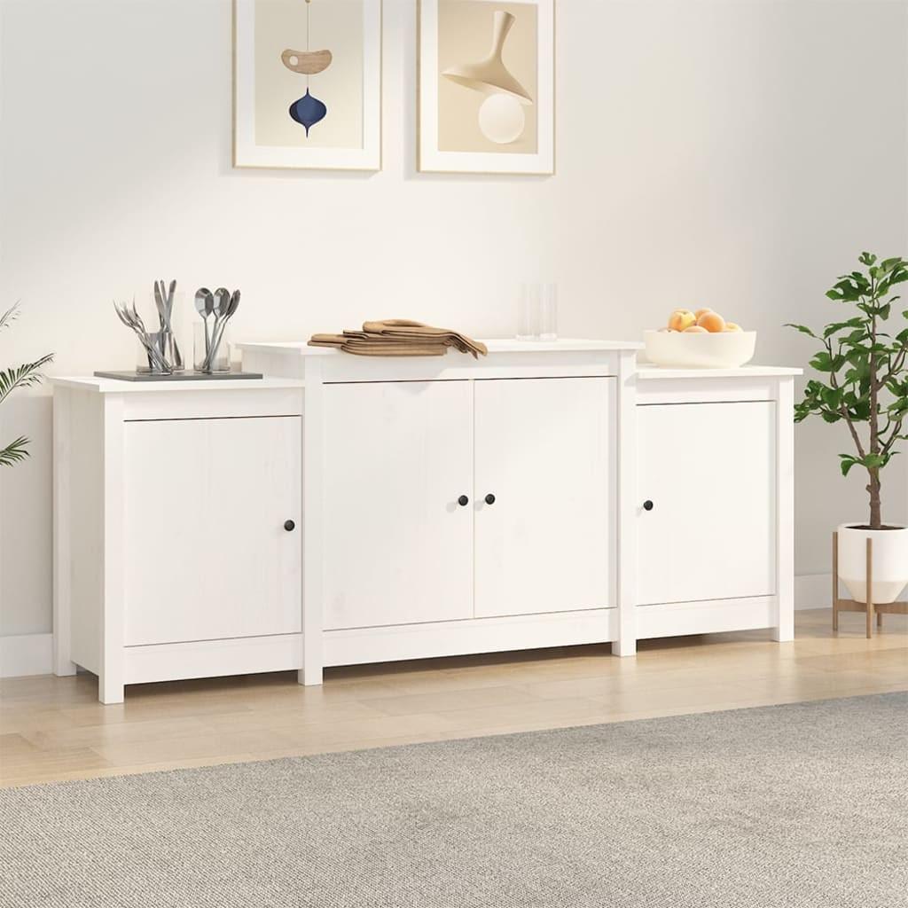 Skænk 164x37x68 cm massivt fyrretræ hvid