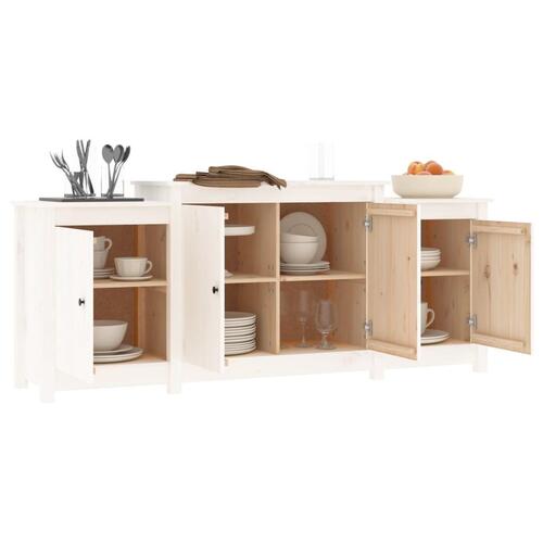 Skænk 164x37x68 cm massivt fyrretræ hvid