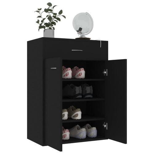 Skoskab 60x35x84 cm konstrueret træ sort