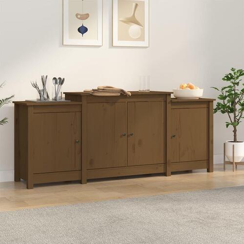 Skænk 164x37x68 cm massivt fyrretræ gyldenbrun
