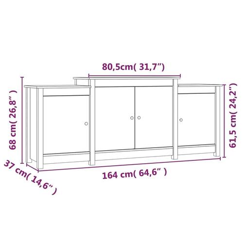 Skænk 164x37x68 cm massivt fyrretræ sort