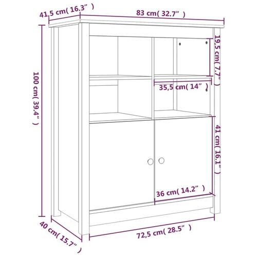 Skænk 83x41,5x100 cm massivt fyrretræ sort