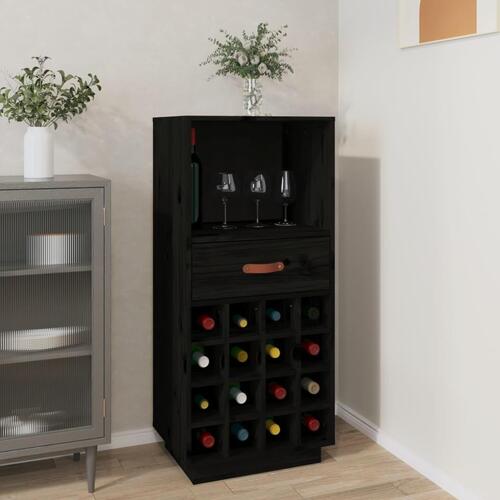 Vinskab 45x34x100 cm massivt fyrretræ sort