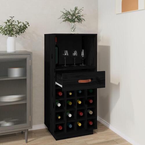 Vinskab 45x34x100 cm massivt fyrretræ sort