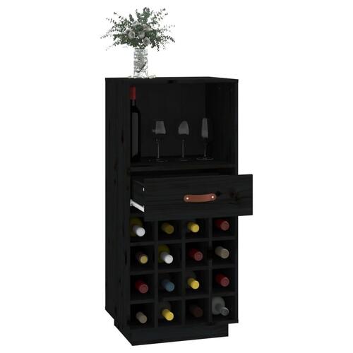Vinskab 45x34x100 cm massivt fyrretræ sort