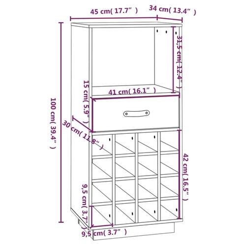 Vinskab 45x34x100 cm massivt fyrretræ sort