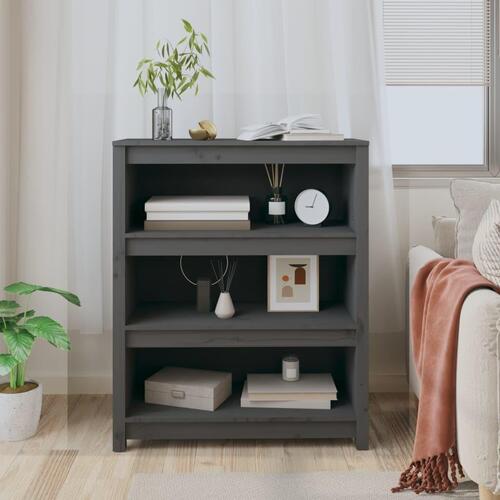 Bogreol 80x35x97 cm massivt fyrretræ grå
