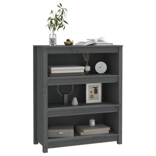 Bogreol 80x35x97 cm massivt fyrretræ grå