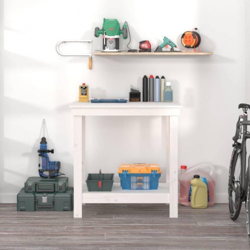Arbejdsbord 80x50x80 cm massivt fyrretræ hvid