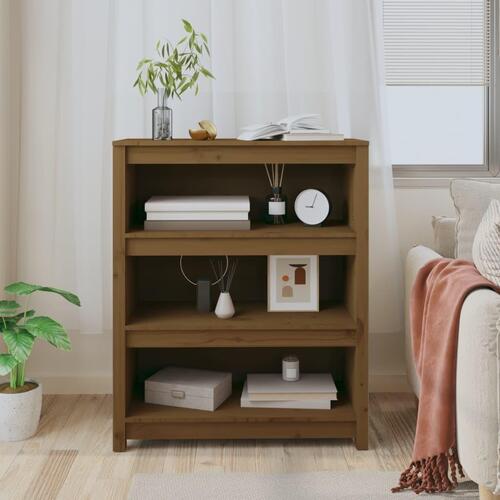 Bogreol 80x35x97 cm massivt fyrretræ gyldenbrun