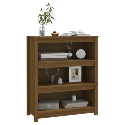 Bogreol 80x35x97 cm massivt fyrretræ gyldenbrun