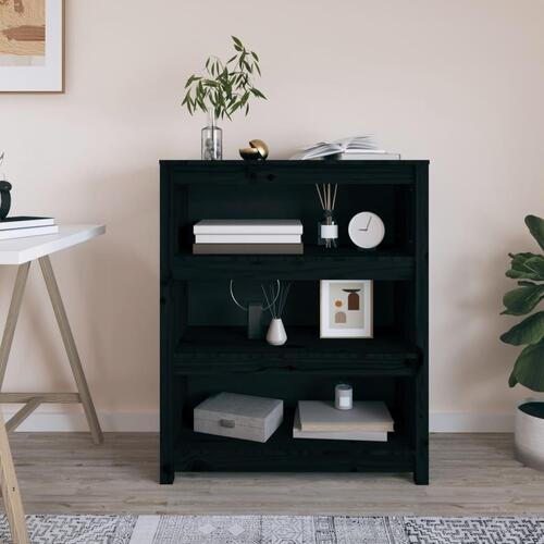 Bogreol 80x35x97 cm massivt fyrretræ sort
