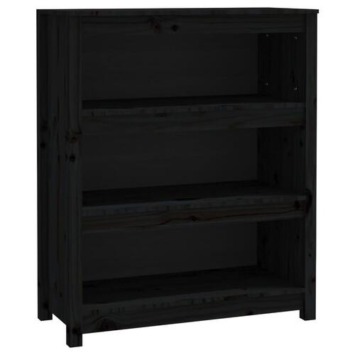 Bogreol 80x35x97 cm massivt fyrretræ sort