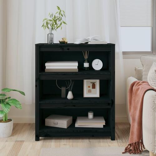 Bogreol 80x35x97 cm massivt fyrretræ sort