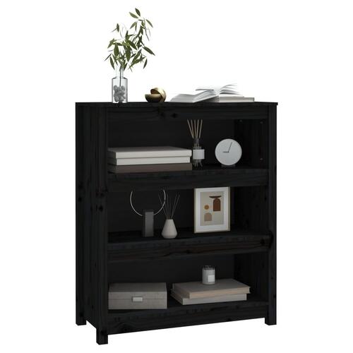 Bogreol 80x35x97 cm massivt fyrretræ sort