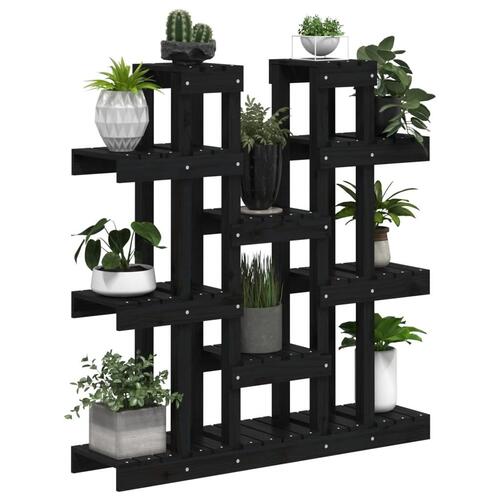 Plantestativ 104,5x25x109,5 cm massivt fyrretræ sort