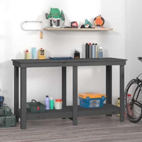 Arbejdsbord i massivt fyrretræ - 140 × 50 × 80 cm, grå