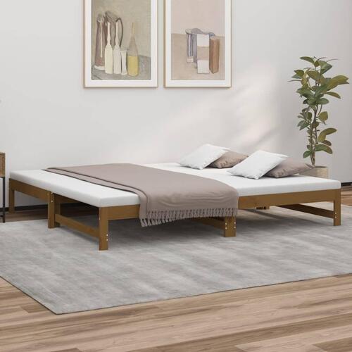 Daybed med udtræk 2x(80x200) cm massivt fyrretræ gyldenbrun