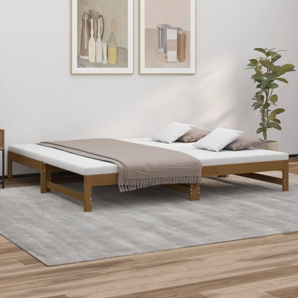 Daybed med udtræk 2x(80x200) cm massivt fyrretræ gyldenbrun