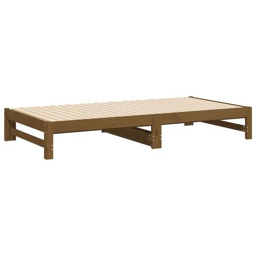 Daybed med udtræk 2x(80x200) cm massivt fyrretræ gyldenbrun
