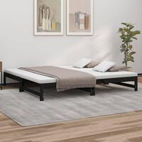 Daybed med udtræk 2x(80x200) cm massivt fyrretræ sort