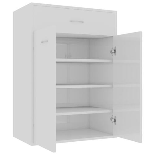 Skoskab 60x35x84 cm konstrueret træ hvid højglans