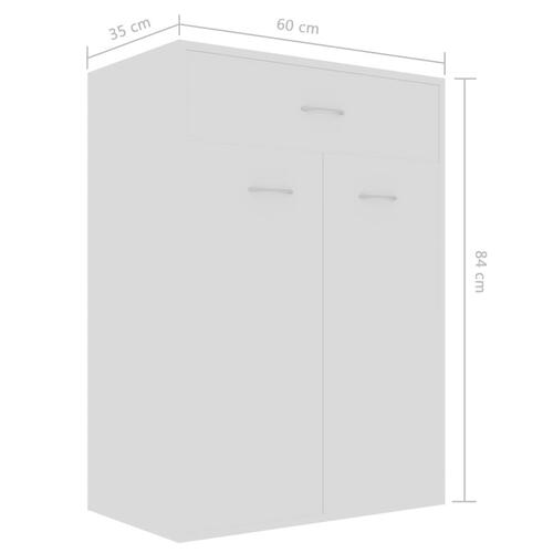 Skoskab 60x35x84 cm konstrueret træ hvid højglans