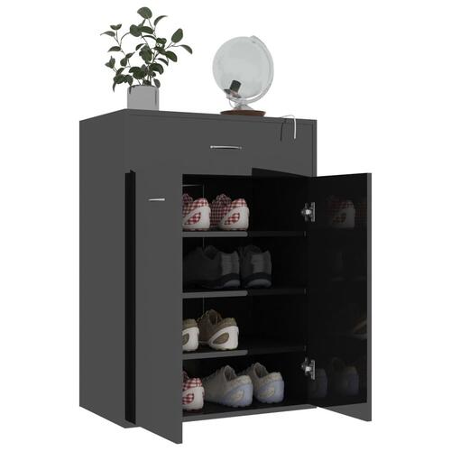 Skoskab 60x35x84 cm konstrueret træ sort højglans