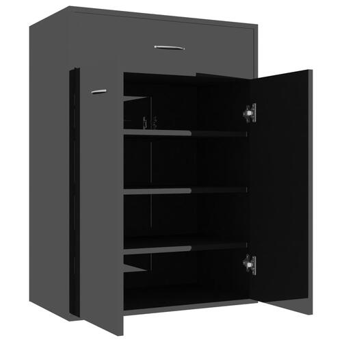 Skoskab 60x35x84 cm konstrueret træ sort højglans