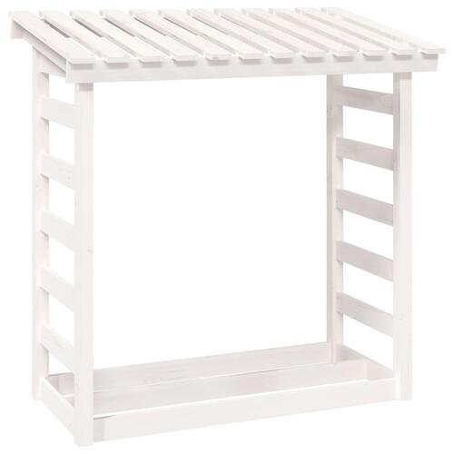 Brændestativ 108x64,5x110 cm massivt fyrretræ hvid
