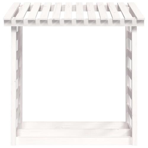 Brændestativ 108x64,5x110 cm massivt fyrretræ hvid