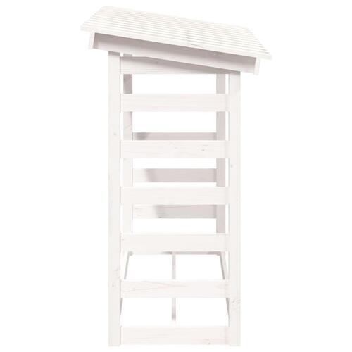 Brændestativ 108x64,5x110 cm massivt fyrretræ hvid