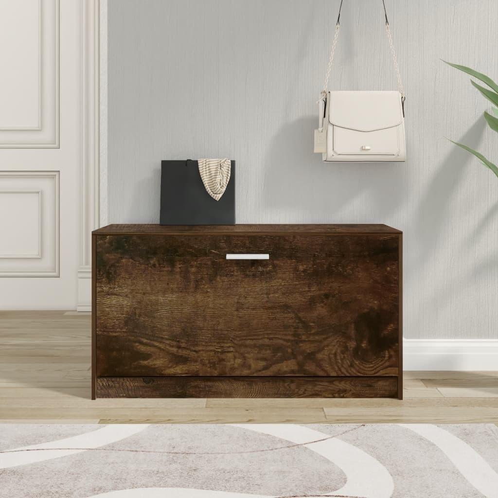 Skobænk 80x24x45 cm konstrueret træ røget egetræsfarve