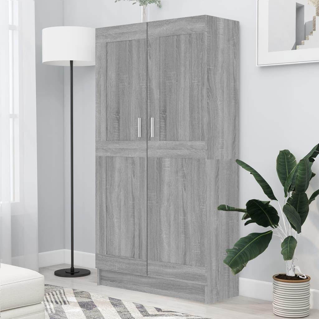Bogreol 82,5x30,5x150 cm konstrueret træ grå sonoma-eg