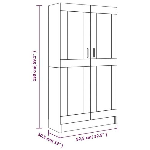 Bogreol 82,5x30,5x150 cm konstrueret træ grå sonoma-eg