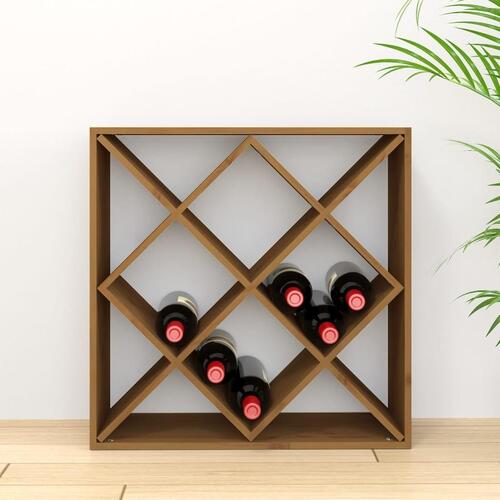 Vinreol 62x25x62 cm massivt fyrretræ gyldenbrun
