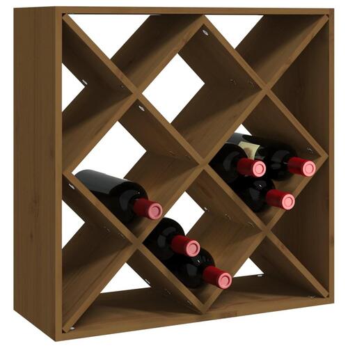 Vinreol 62x25x62 cm massivt fyrretræ gyldenbrun