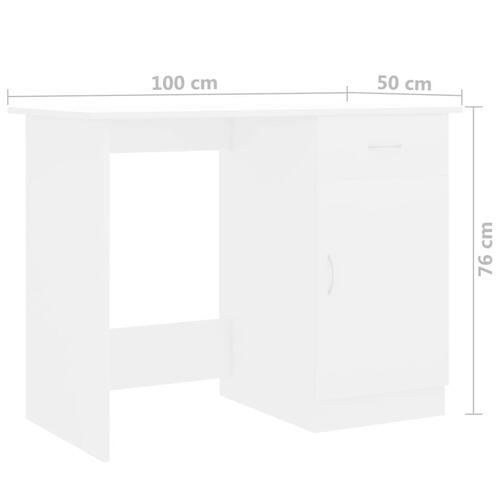Skrivebord 100x50x76 cm konstrueret træ hvid