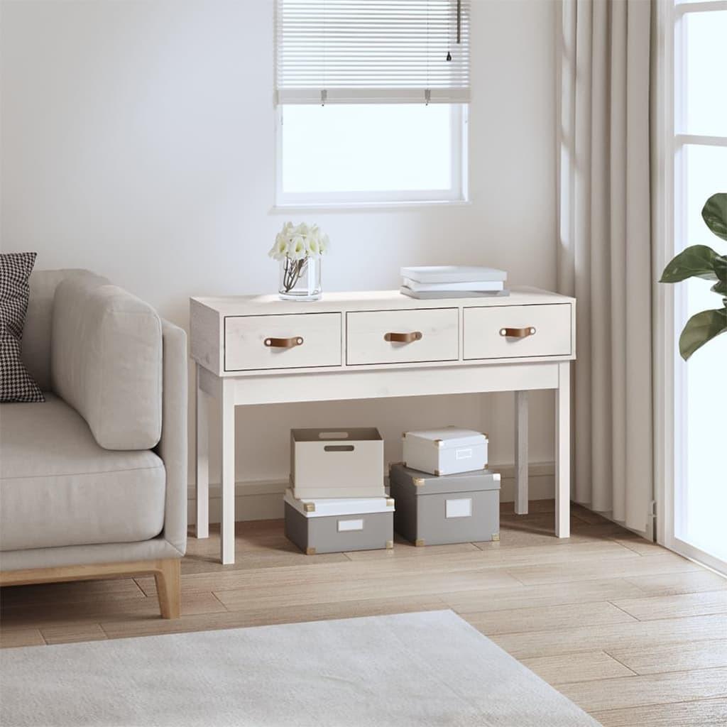 Konsolbord 114x40x75 cm massivt fyrretræ hvid