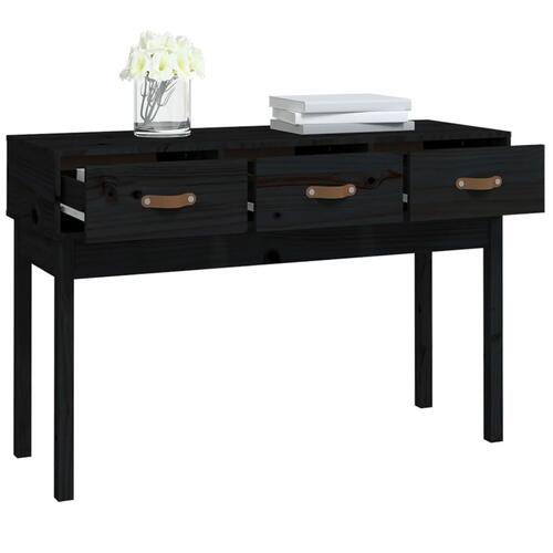 Konsolbord 114x40x75 cm massivt fyrretræ sort