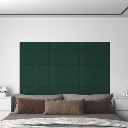 Vægpaneler 12 stk. 60x15 cm 1,08 m² stof grøn