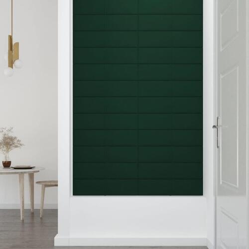 Vægpaneler 12 stk. 60x15 cm 1,08 m² stof grøn
