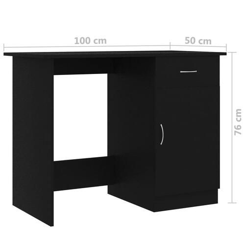 Skrivebord 100x50x76 cm konstrueret træ sort