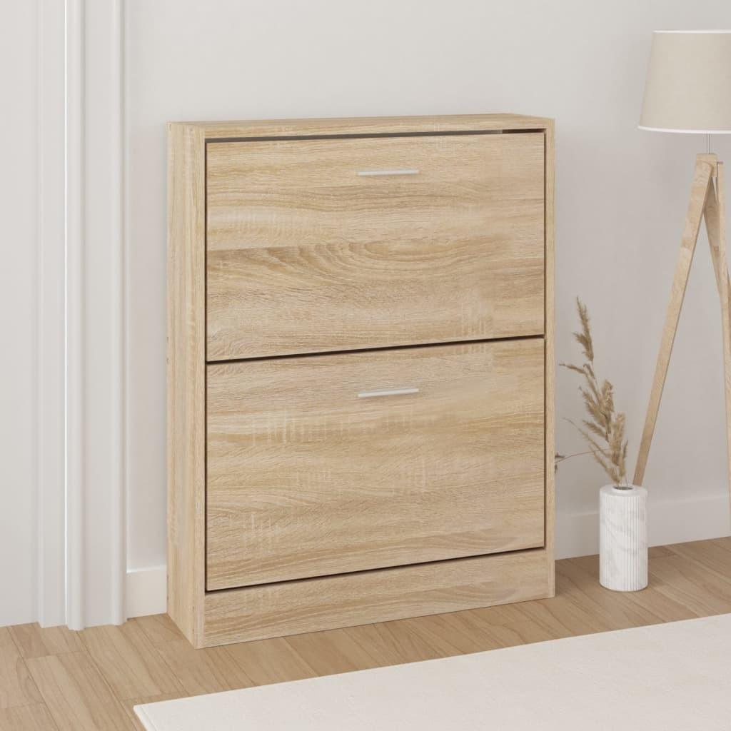Skoskab 59x17x81 cm konstrueret træ egetræ